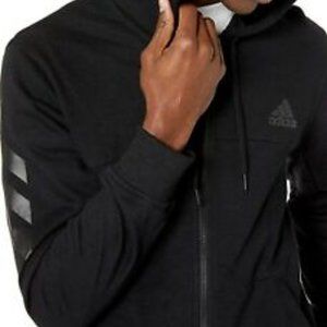 Adidas Men’s NWT Hoodie Sweatshirt, Full-Zip, Black (L) French Terry
